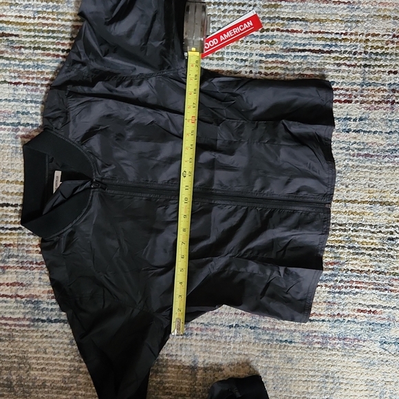 NWT GOOD AMERICAN Black Peplum Nylon Bomber  Large $115 - Picture 6 of 10